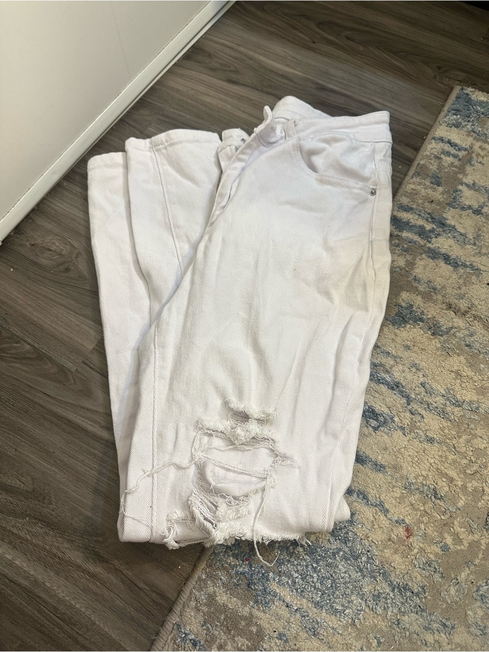 SHEIN White Distressed Skinny Jeans